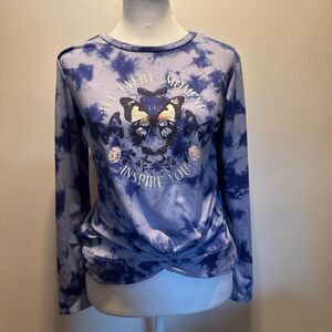 Kandy Kiss Youth Girls Large Purple Tye-Dye T-shirt w/twist on front NWT